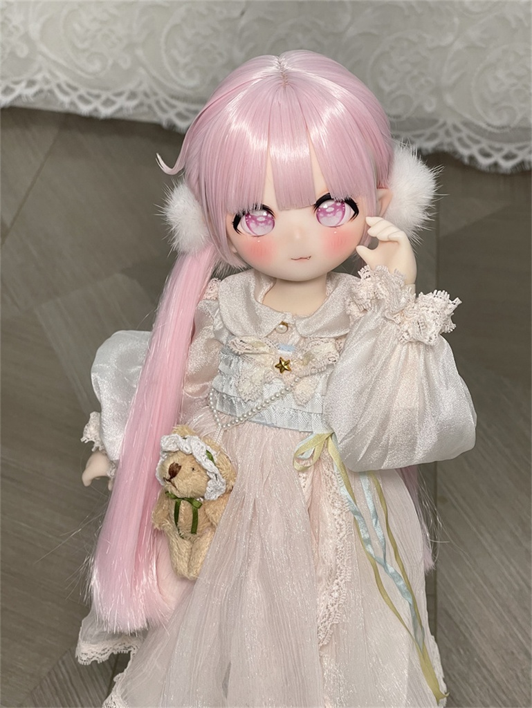 【カカ星球】【7-8, 8.5-9inch】ドールウィッグ 前髪セットツインテール