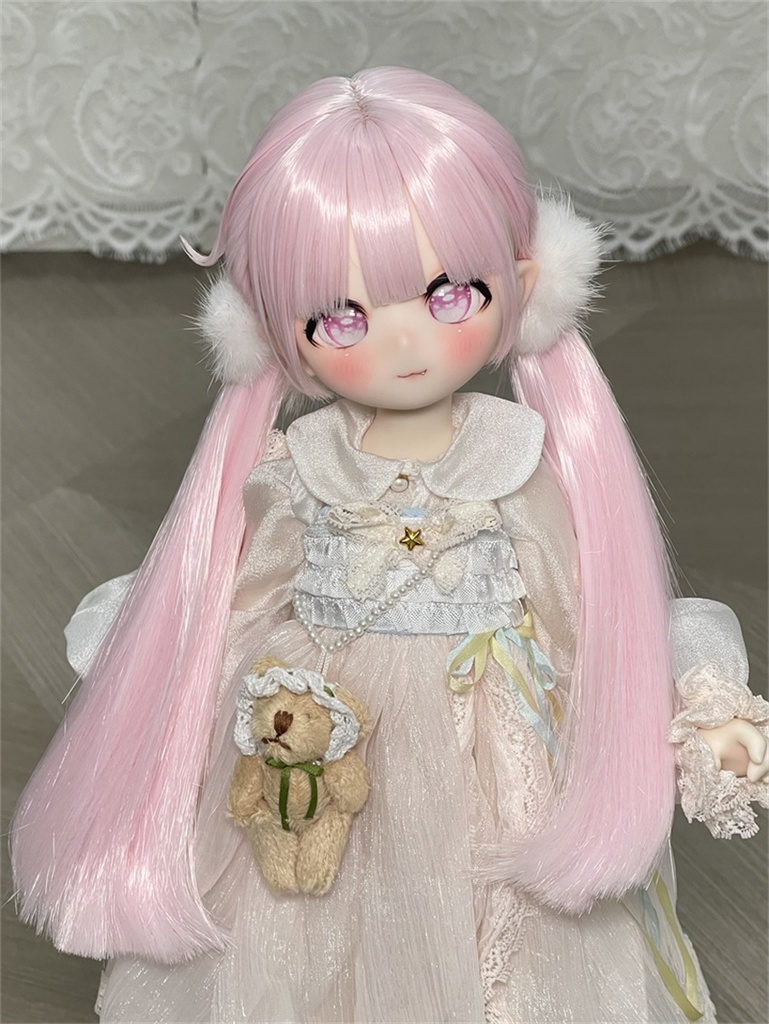 【カカ星球】【7-8, 8.5-9inch】ドールウィッグ 前髪セットツインテール