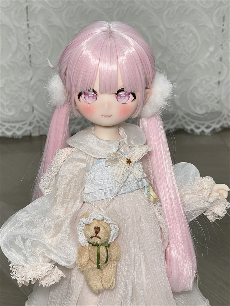 【カカ星球】【7-8, 8.5-9inch】ドールウィッグ 前髪セットツインテール