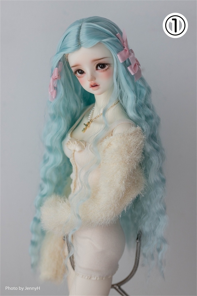【カカ星球】【6-7,7-8,8.5-9inch】ドールウィッグ ワンレンウェーブ リボン