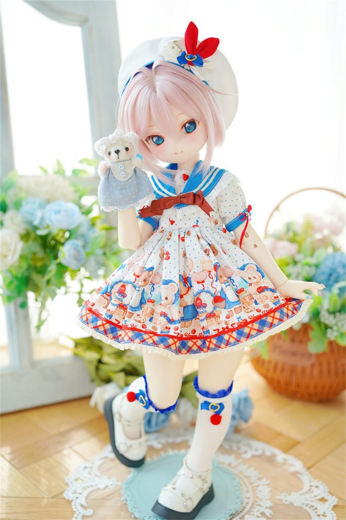 【カカ星球】【kumako】ドール服 くま柄セーラーワンピース