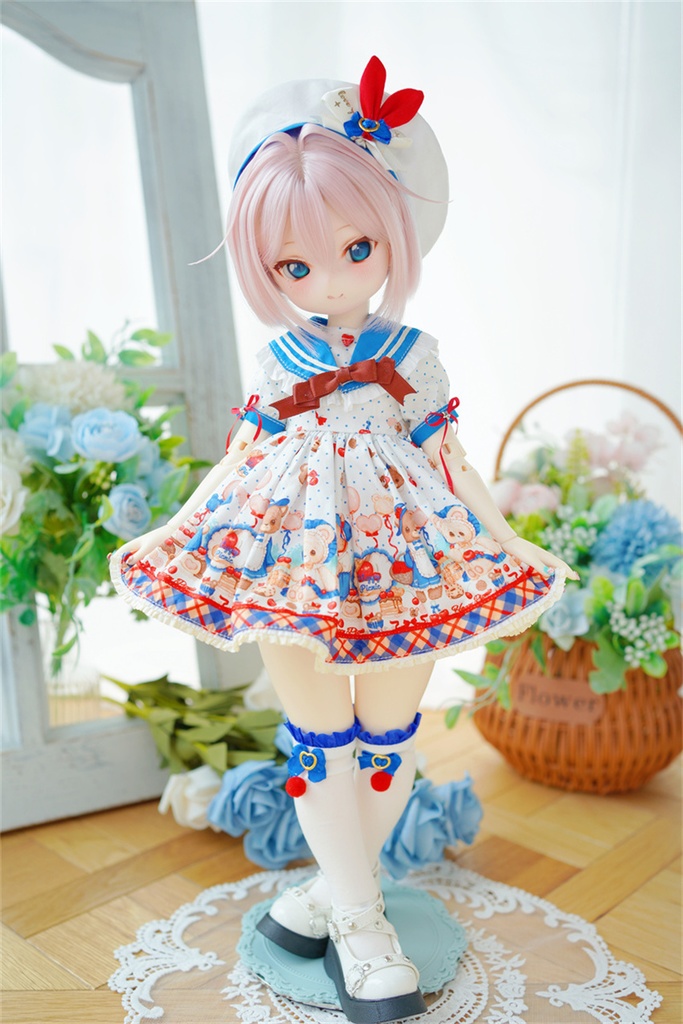 【カカ星球】【kumako】ドール服 くま柄セーラーワンピース