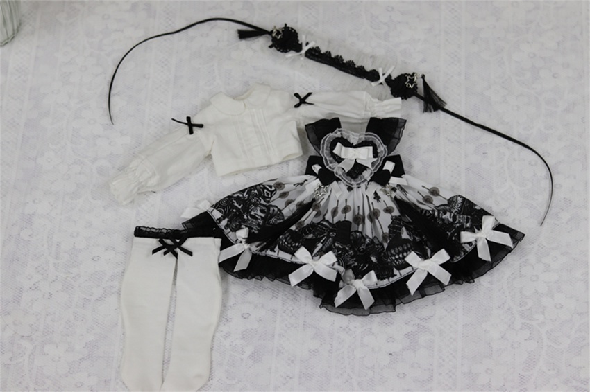 【カカ星球】【1/4】ドール服 モノクロジャンスカ ロリータ
