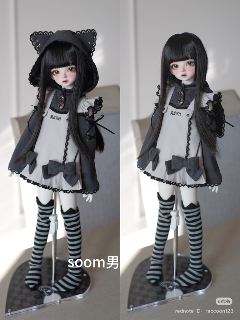 【即購入OK】ミニチュアドール服　黒Tありつなぎ服９着 カスタムチャイナドレス（黒）【MDD/MSD】（MSD・MiniDD）｜DOLK