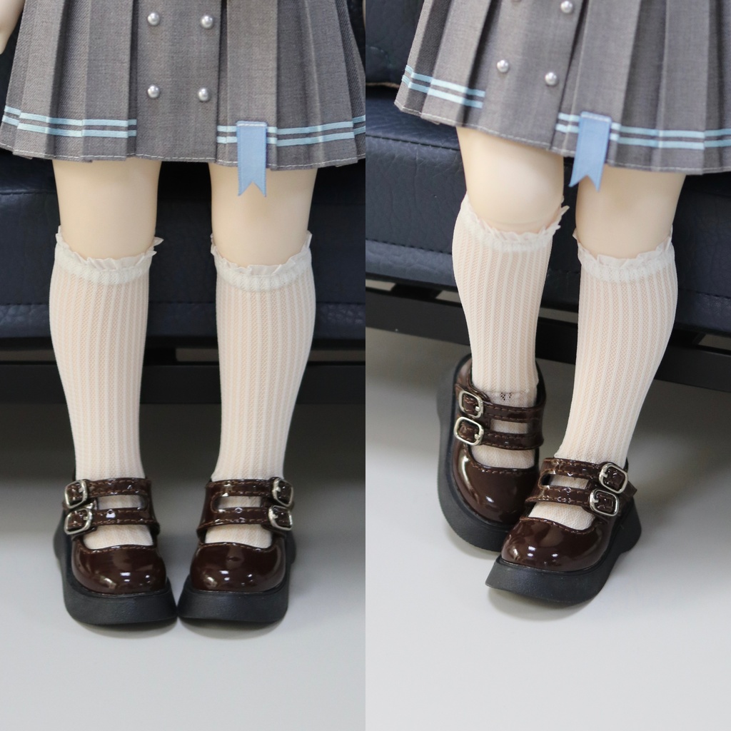 【カカ星球】【1/4】ドール靴 ダブルストラップ厚底シューズ