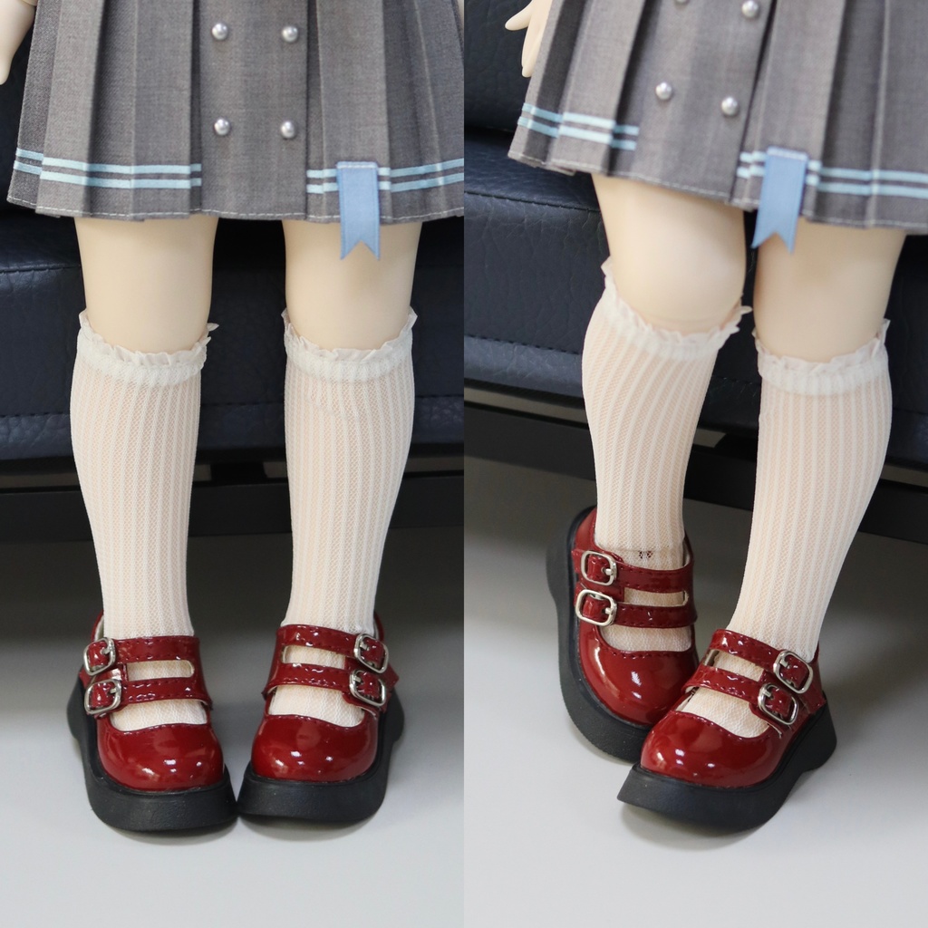 【カカ星球】【1/4】ドール靴 ダブルストラップ厚底シューズ
