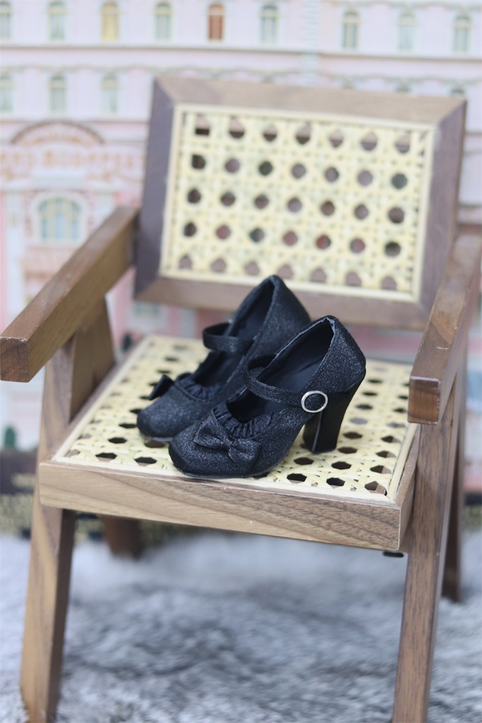 【カカ星球】【1/3】ドール靴 リボン付きハイヒール 太めヒール