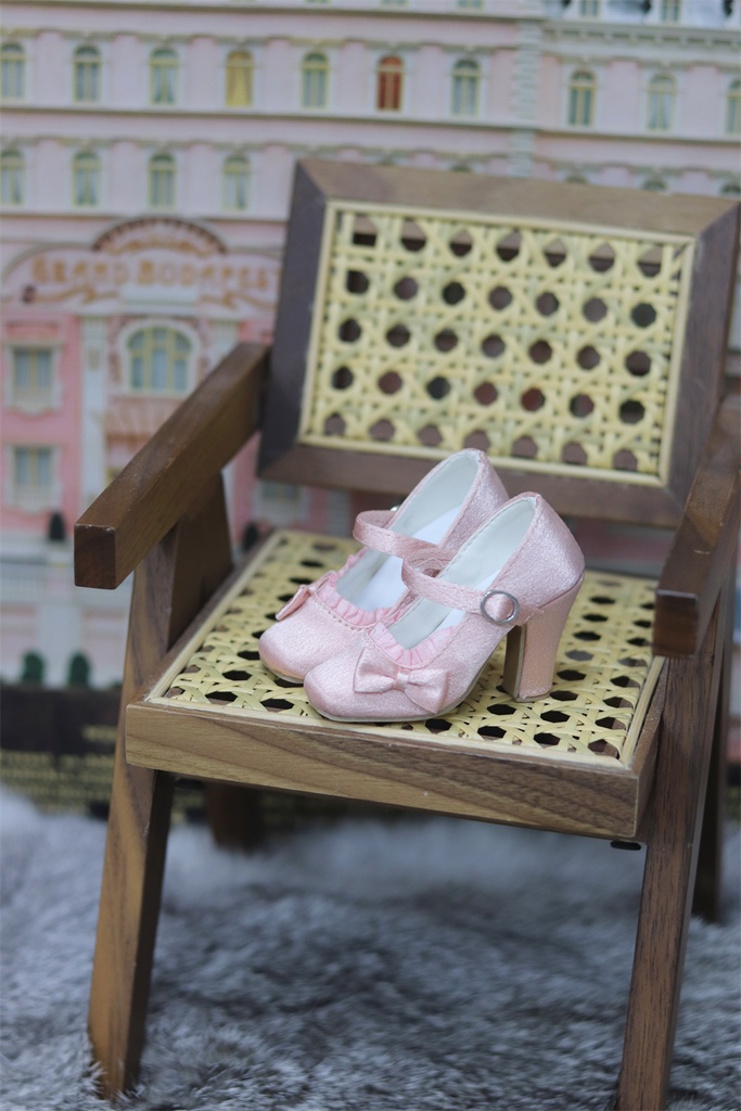 【カカ星球】【1/3】ドール靴 リボン付きハイヒール 太めヒール