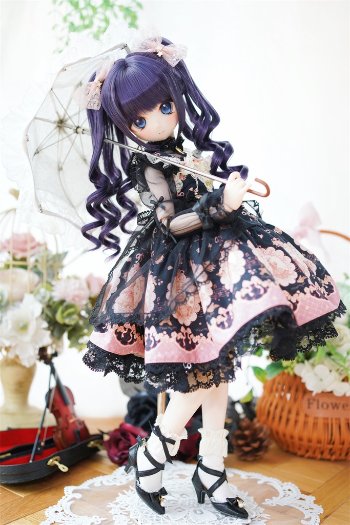 【カカ星球】【1/4】ドール靴 パール付きクロスベルトパンプス