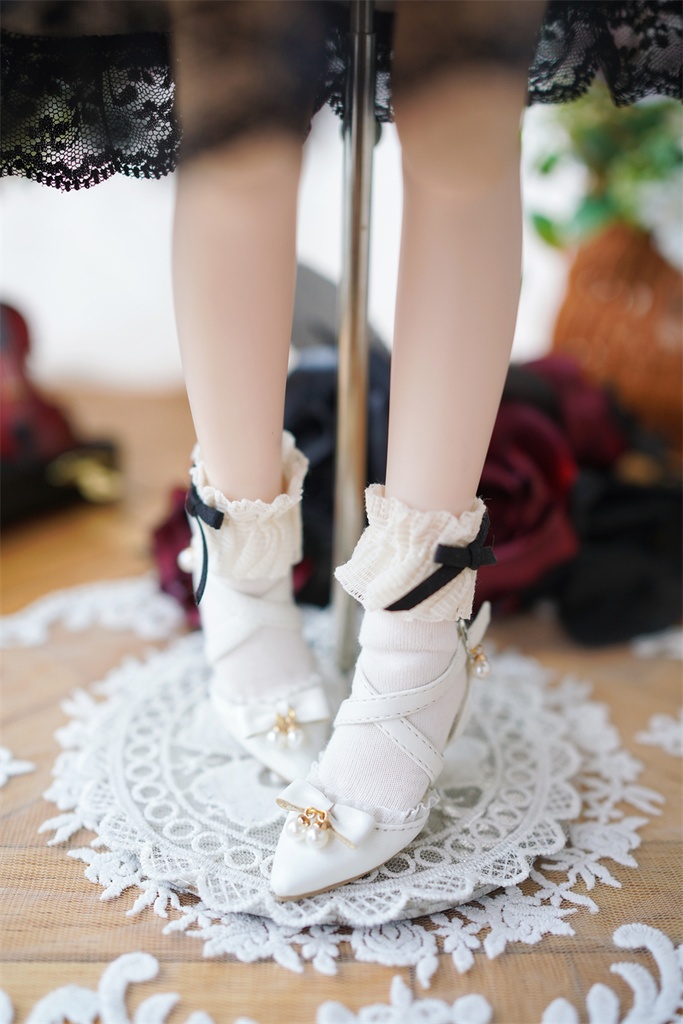 【カカ星球】【1/4】ドール靴 パール付きクロスベルトパンプス