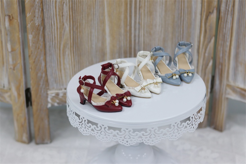 【カカ星球】【1/4】ドール靴 パール付きクロスベルトパンプス