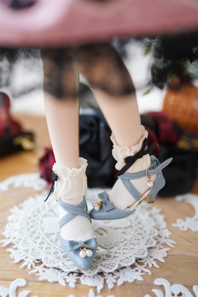 【カカ星球】【1/4】ドール靴 パール付きクロスベルトパンプス