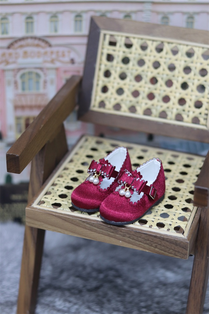 【カカ星球】【1/4】ドール靴 パール付きリボンサテンシューズ