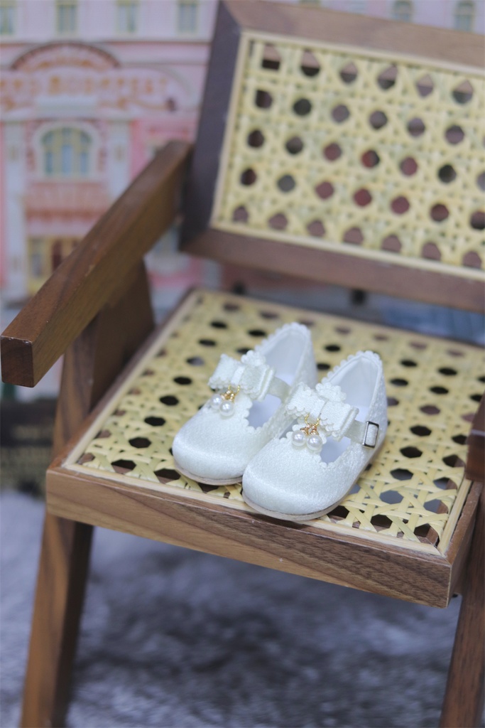 【カカ星球】【1/4】ドール靴 パール付きリボンサテンシューズ