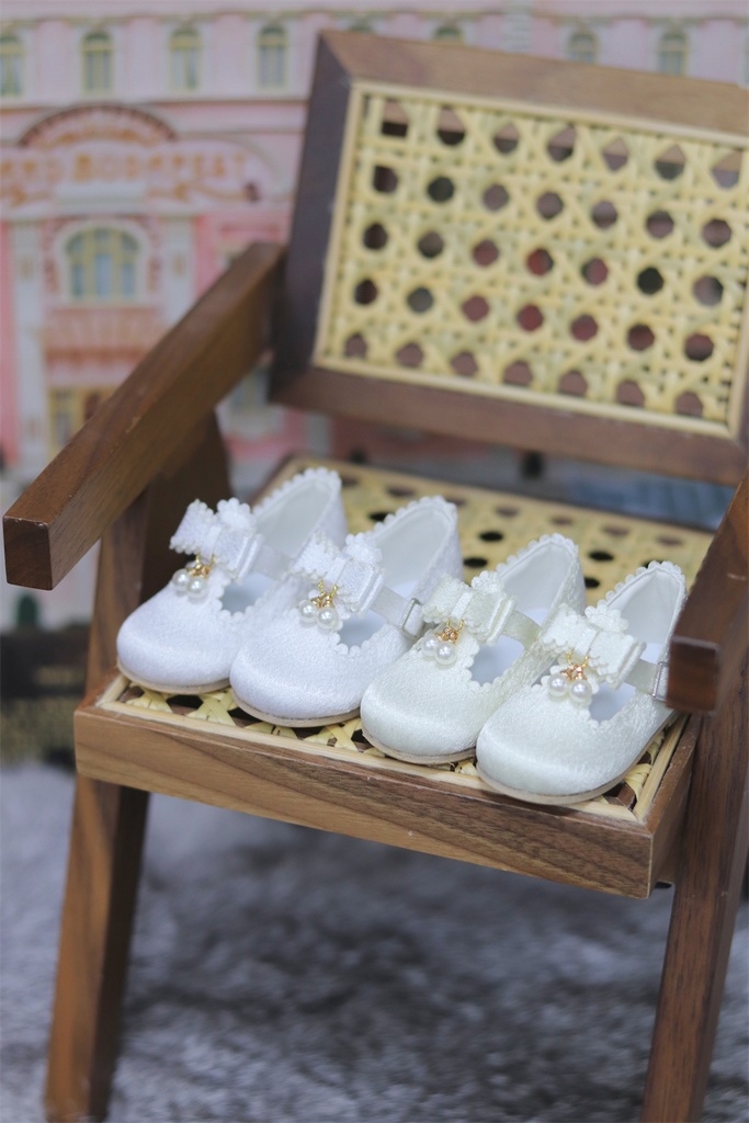 【カカ星球】【1/4】ドール靴 パール付きリボンサテンシューズ