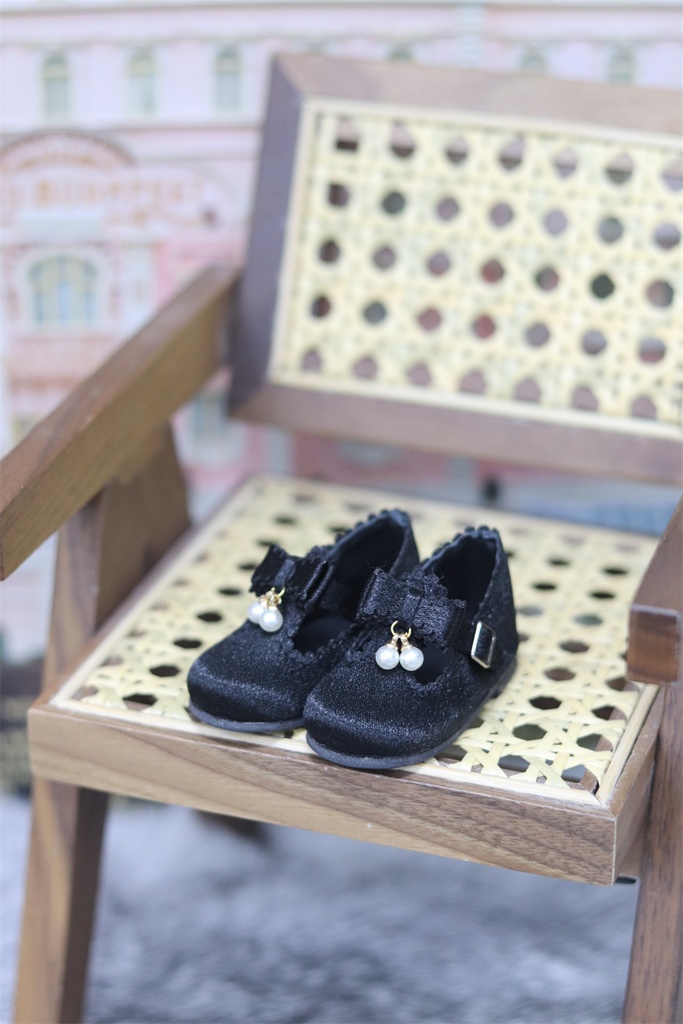 【カカ星球】【1/4】ドール靴 パール付きリボンサテンシューズ