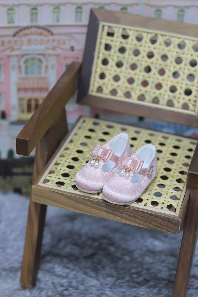 【カカ星球】【1/4】ドール靴 パール付きリボンサテンシューズ