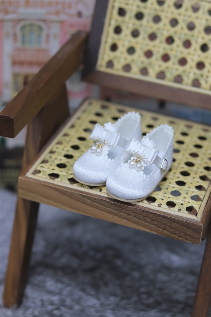 【カカ星球】【1/4】ドール靴 パール付きリボンサテンシューズ