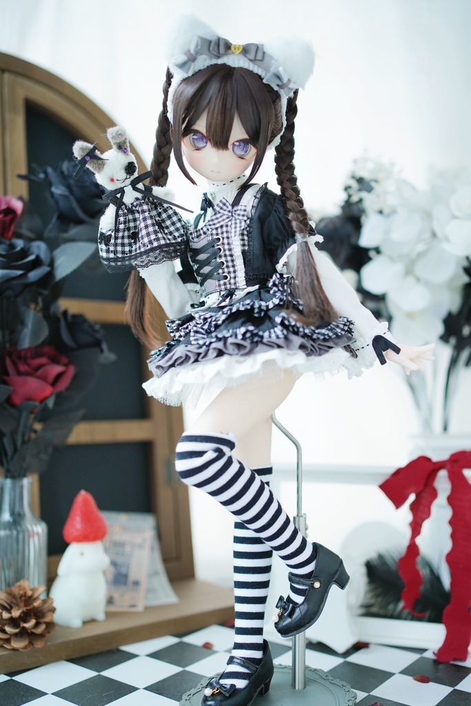 【カカ星球】【1/4】ドール靴 リボンストラップシューズ パール付き(取寄せ)