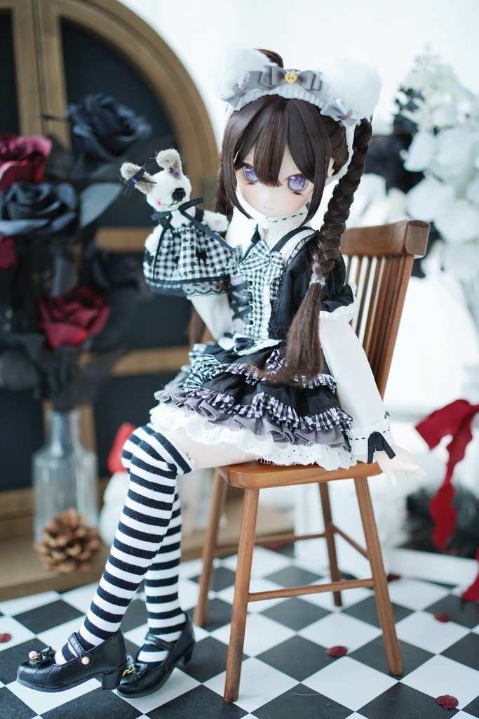 【カカ星球】【1/4】ドール靴 リボンストラップシューズ パール付き(取寄せ)