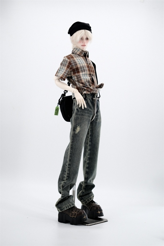 【カカ星球】【1/4,popo68,ID75】ドール服 デニムパンツ ダメージ加工