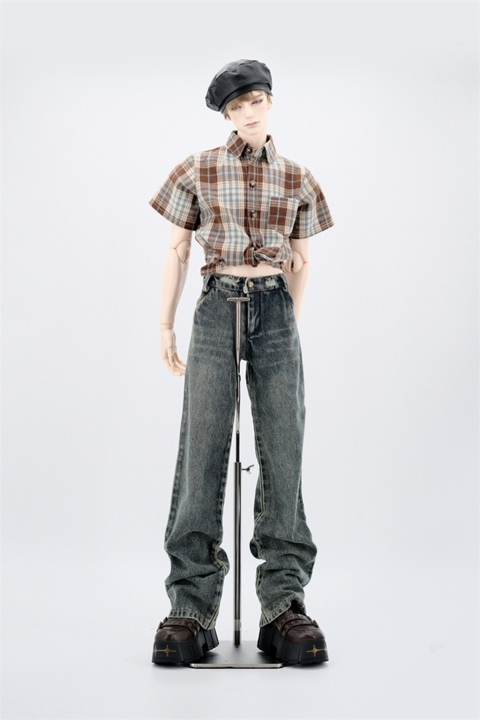 【カカ星球】【1/4,popo68,ID75】ドール服 デニムパンツ ダメージ加工