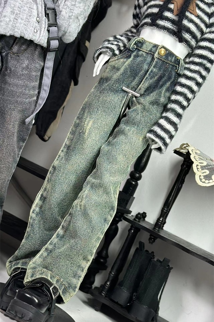 【カカ星球】【1/4,popo68,ID75】ドール服 デニムパンツ ダメージ加工