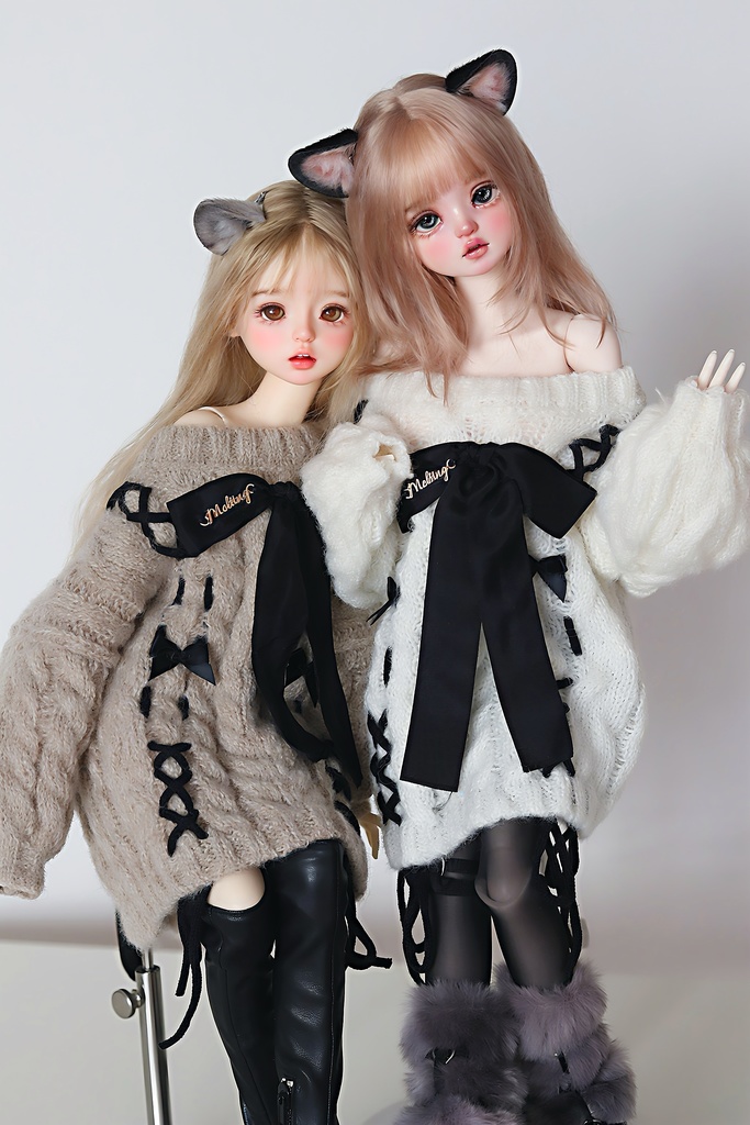 【カカ星球】【1/4】ドール服 ビッグリボン編み上げニット(取寄せ)