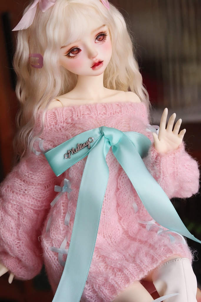 【カカ星球】【1/4】ドール服 ビッグリボン編み上げニット(取寄せ)