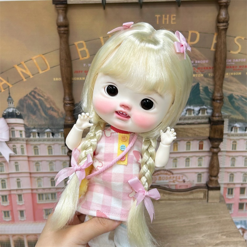 【カカ星球】【7-8,8.5-9,10-11inch】ドールウィッグ リボン付きおさげボブ(取寄せ)