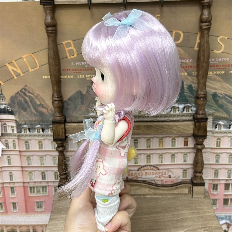 【カカ星球】【7-8,8.5-9,10-11inch】ドールウィッグ リボン付きおさげボブ(取寄せ)