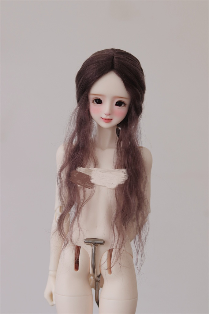 【カカ星球】【7-8,8-8.5,8.5-9inch】ドールウィッグ モヘア センター分けウェーブ