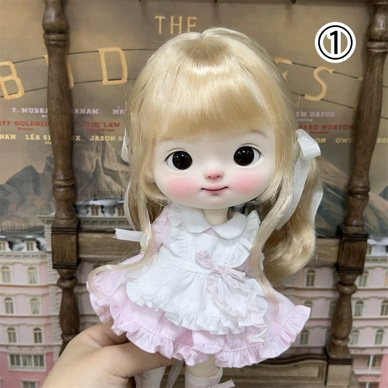 【カカ星球】【7-8,8.5-9,9-10inch】ドールウィッグ ミルク糸　リボン付ツインテール(取寄せ)