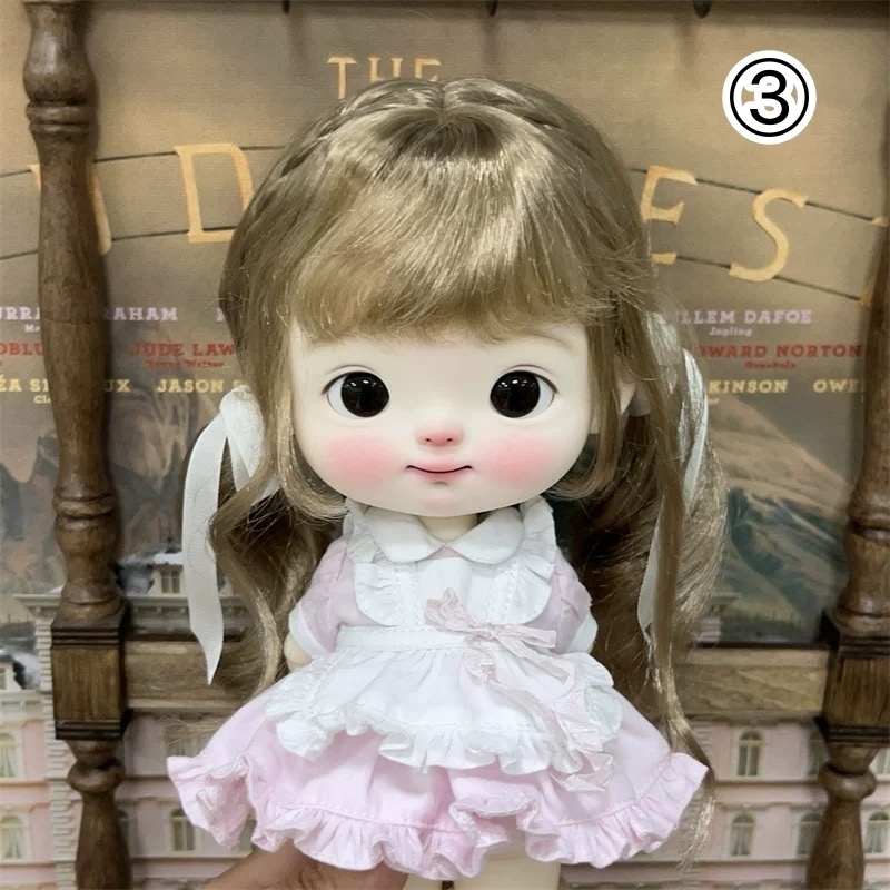 【カカ星球】【7-8,8.5-9,9-10inch】ドールウィッグ ミルク糸 リボン付ツインテール(取寄せ)