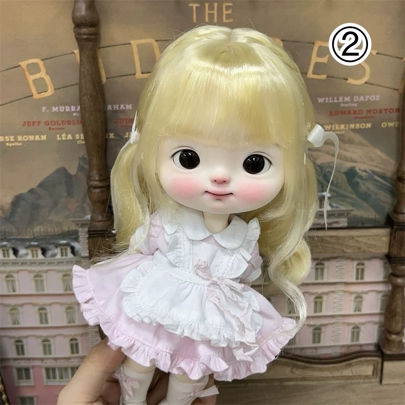 【カカ星球】【7-8,8.5-9,9-10inch】ドールウィッグ ミルク糸 リボン付ツインテール(取寄せ)