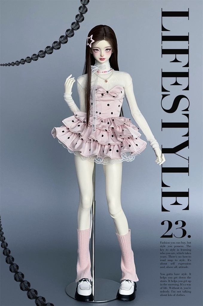 【カカ星球】【1/3】ドール服 ドット柄ワンピース(取寄せ)