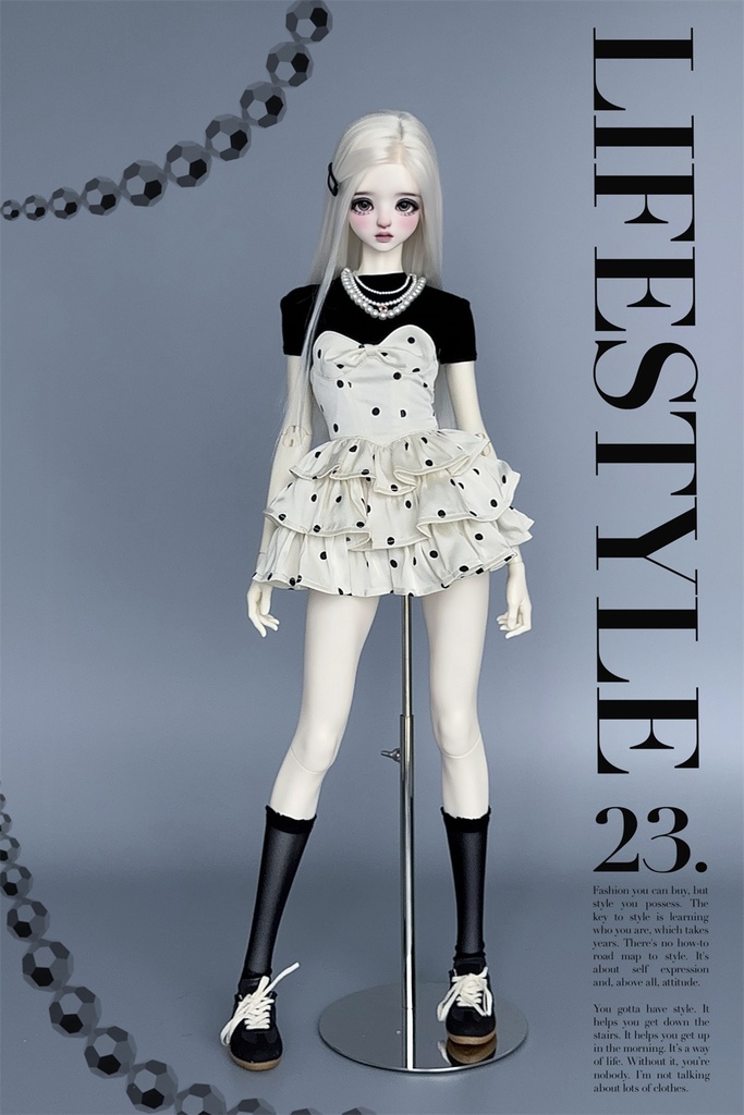 【カカ星球】【1/3】ドール服 ドット柄ワンピース(取寄せ)