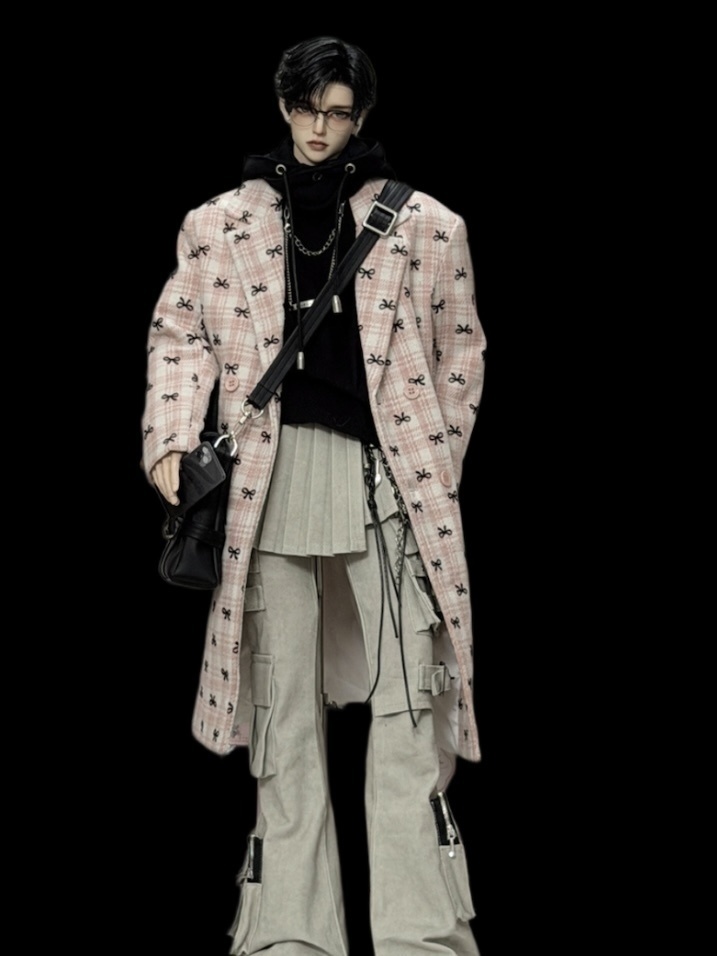 【カカ星球】【ID75】ドール服 リボン柄トレンチコート(取寄せ)