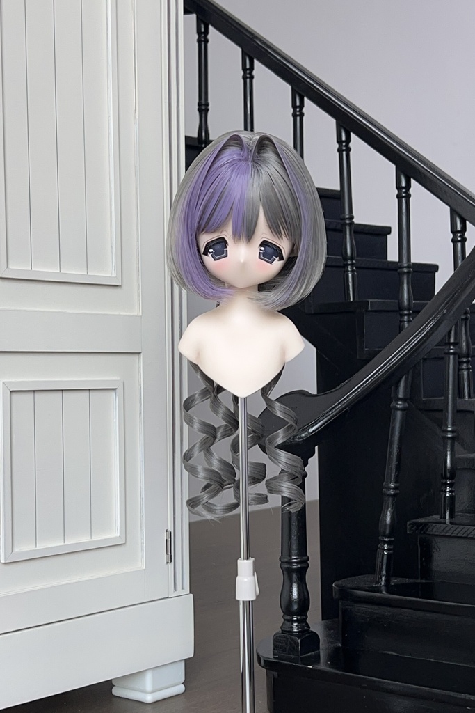 【カカ星球】【8.5-9inch】ドールウィッグ ロールおさげボブ 造形ウィッグ