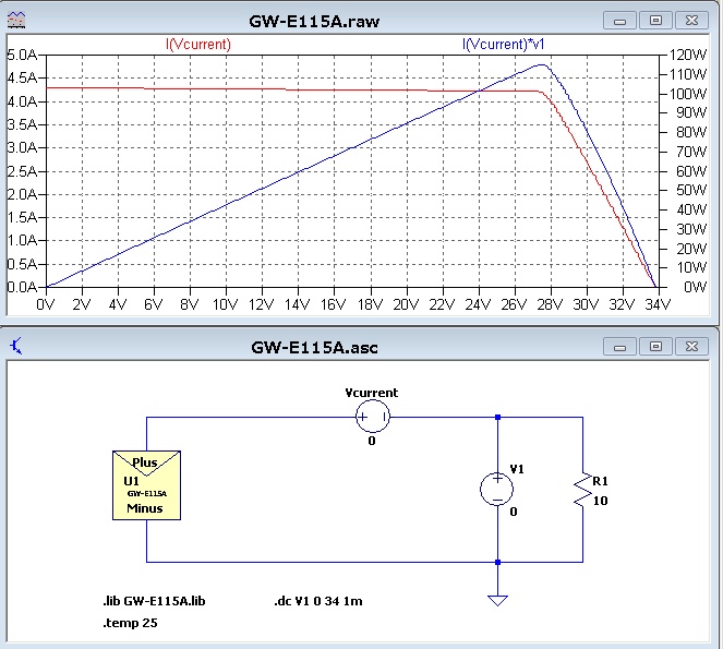 LTspice ソーラーパネル GWソーラー GW-E115A