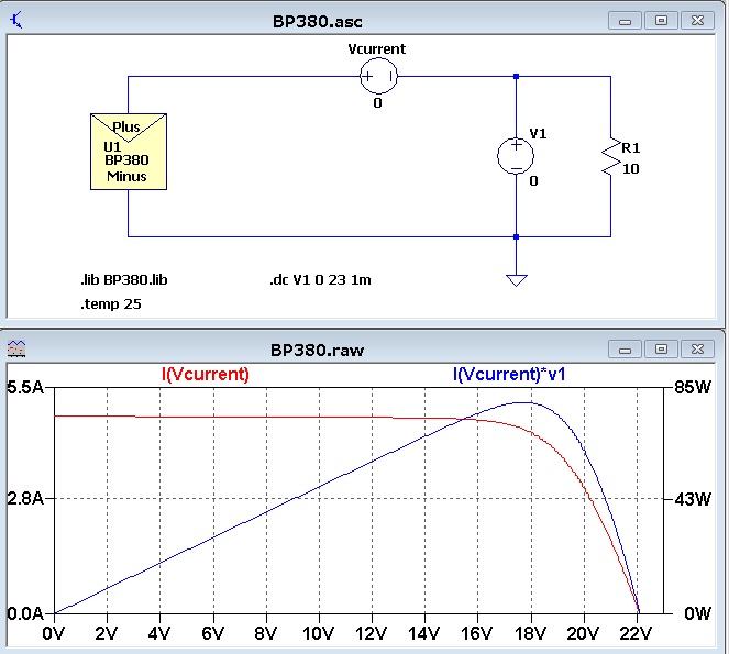 LTspice ソーラーパネル BP Solar BP380