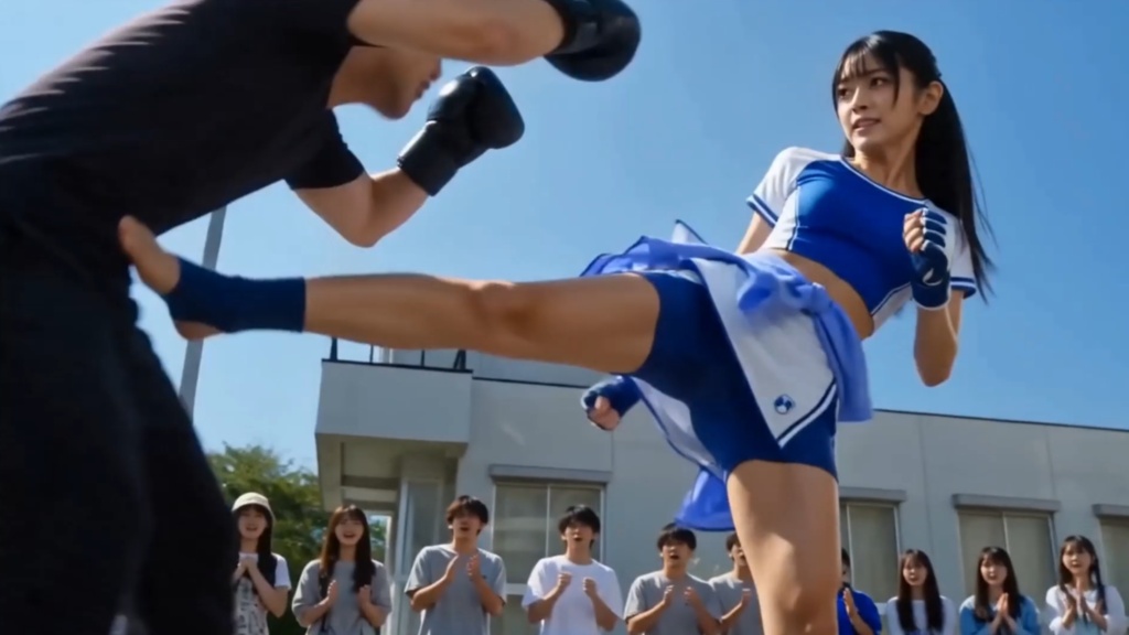 七海、蹴ります。