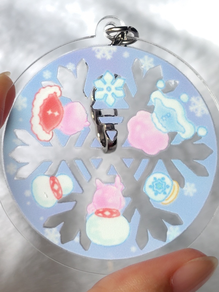 雪の結晶 アクキー(透明アクリル・両面印刷)