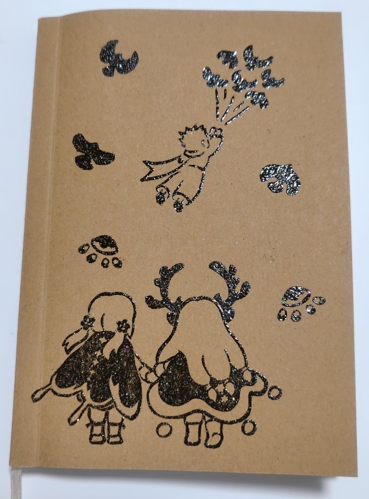 スタンプ帳に！お絵描きに！メモ帳に！しおり付きA6ノート（白無地）※画像はサンプル。絵柄はリクエストにお応えします！