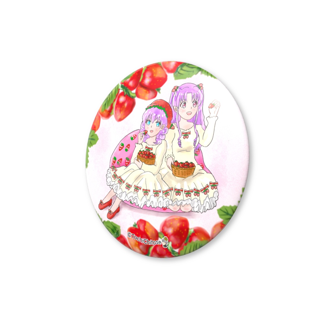 苺づくし二人占め缶バッジ(バリュー) - 56mm
