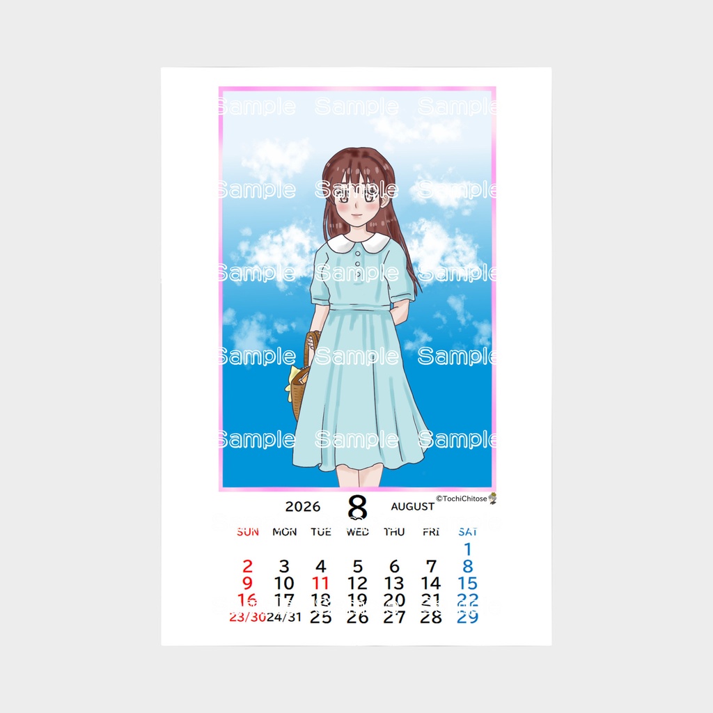 卓上「2026CALENDAR」8月