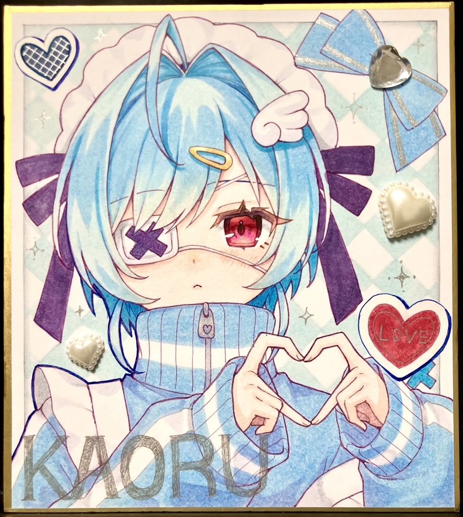 フルカラー色紙/かおるちゃん🩵🖤