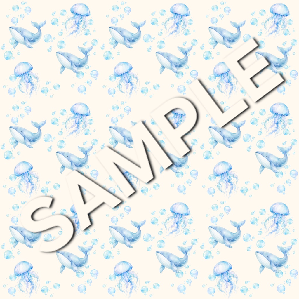 ふんわり水彩 海のデジタルペーパー 🐋🫧