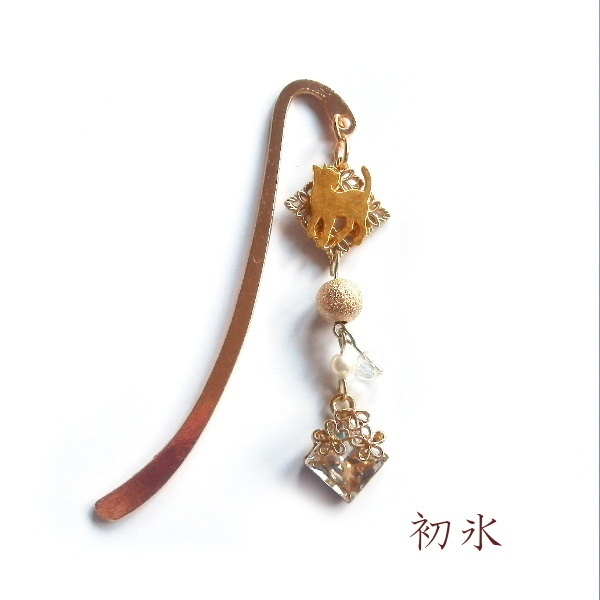 猫 和 しおり 花かけら 猫の メタル ブックマーカー Cat's Love Potion