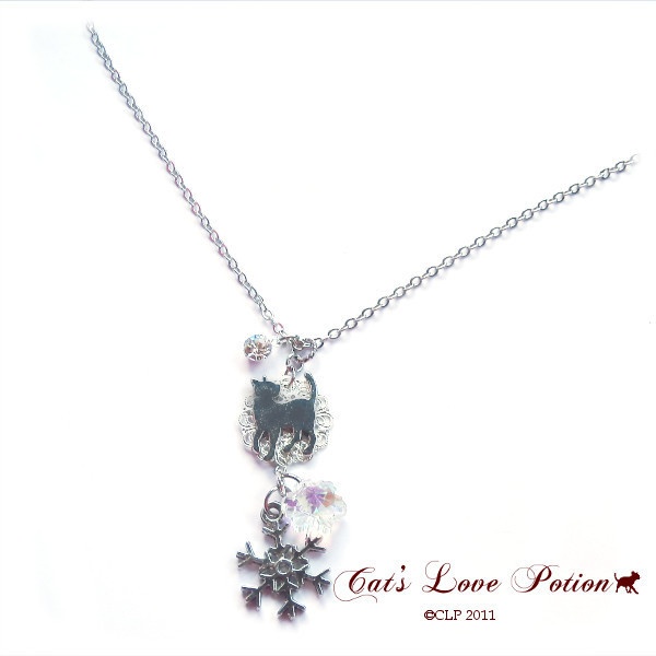 猫 ネックレス 雪 つもる ねこのネックレス Cat's Love Potion